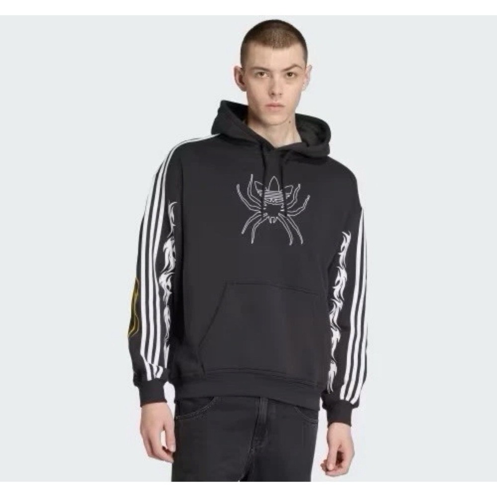 Adidas Originals Black Spiders Men's Size Large Loose Graphic Hoodie JW0223 New